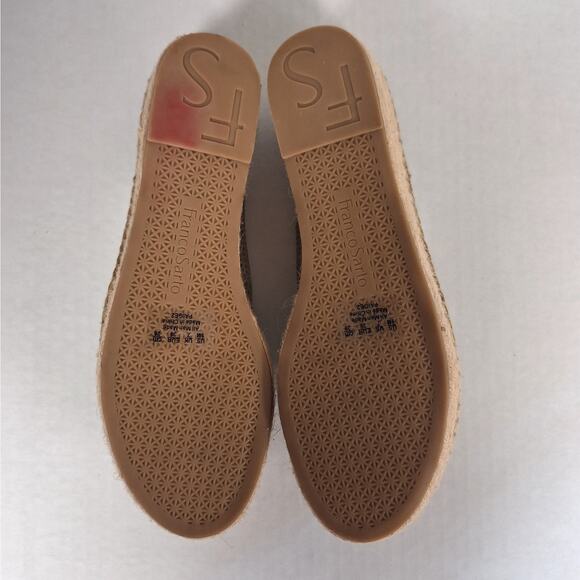 Franco Sarto Paige Sandals 9 Perforated Espadrille Wedge Slide Slip On Taupe - Picture 9 of 9